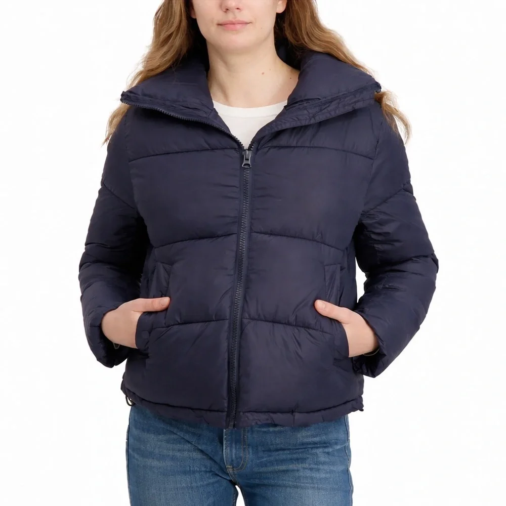 HUDSON NAVY BLUE HIGH NECK PUFFER JACKET SIZE XL NWT